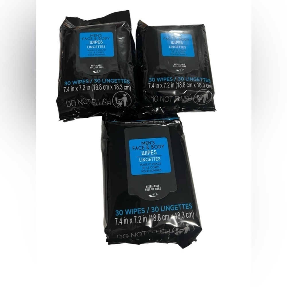 B Pure Men’s Face & Body Wipes W/ Soothing Aloe & Vitamin E 30 Wipes Pack 3 - Picture 3 of 7
